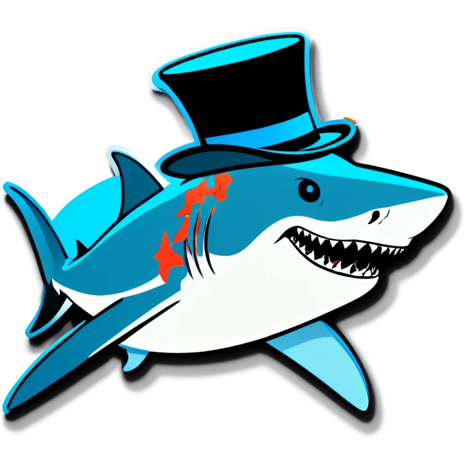 Shark with a top hat emoji