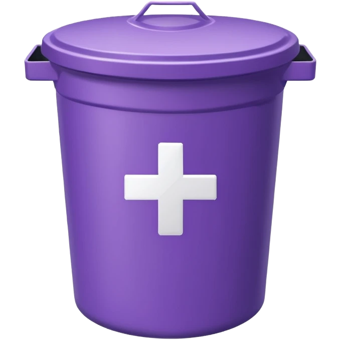 purple trash bin with Swiss cross, sticker-like design emoji