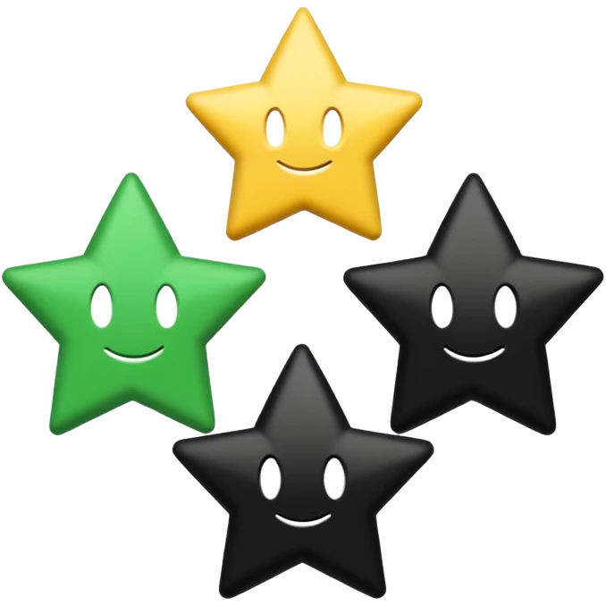 trois bandes superposées, une verte, une blanche et une noire. Sur la bande blanche figurent trois étoiles emoji