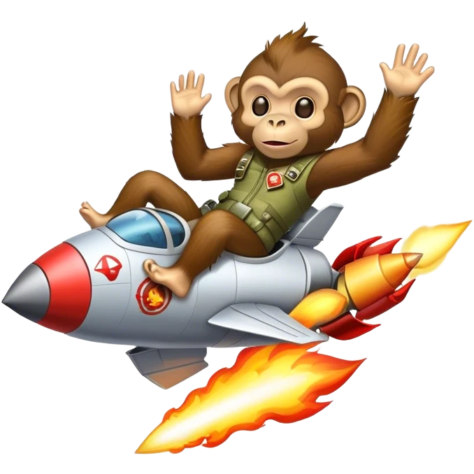monkey-punk flying in a rocket with fire emoji