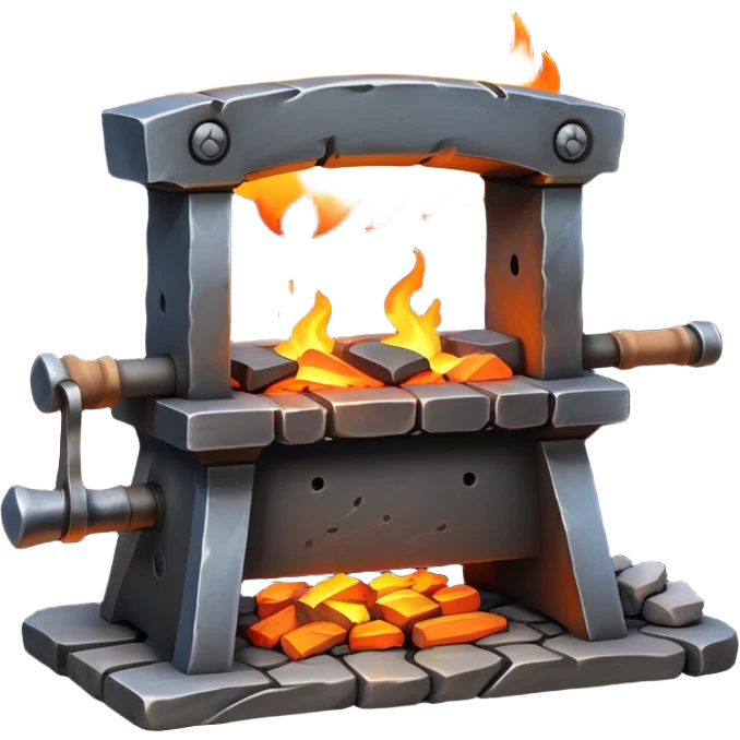 blacksmith forge with bright orange flames and glowing coals emoji