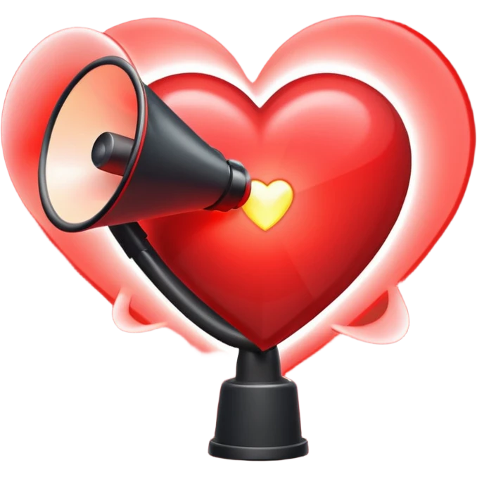 megaphone with a glowing heart coming out emoji