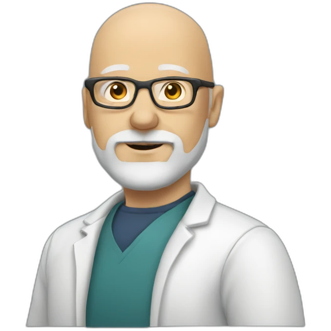 bald white man with a beard around 50yo with glasses on the head emoji