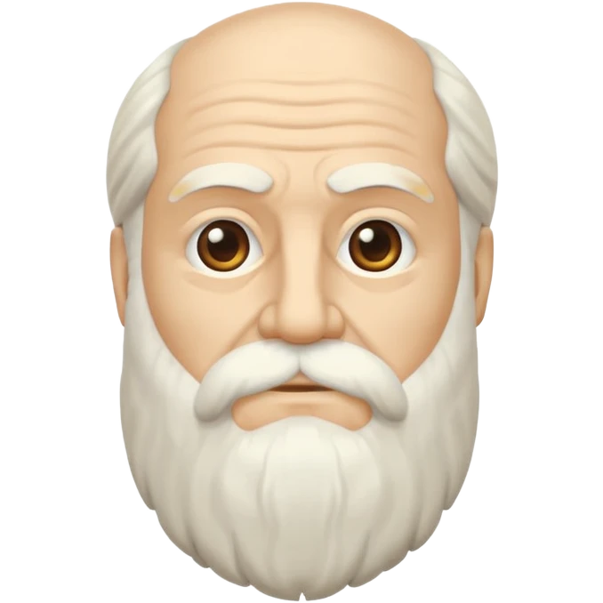 Minimalist iOS emoji of Plato, flowing beard, wise and calm, ancient Greek philosopher, clean and modern flat design emoji