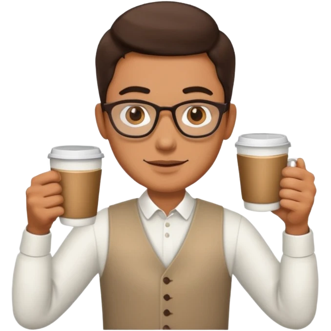 a man with two glasses of coffee emoji
