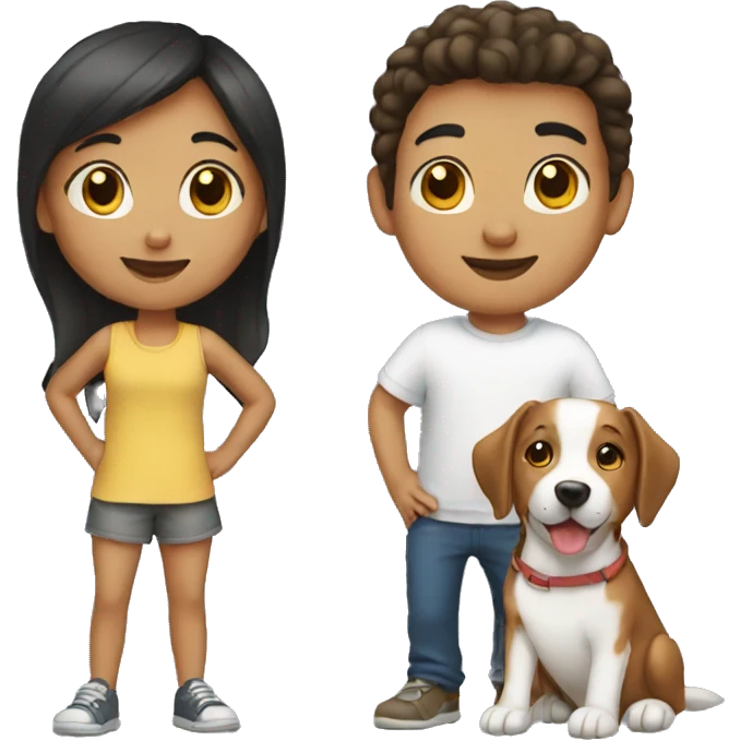 Girl and boy with a dog emoji