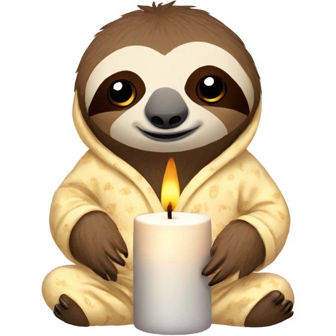 sloth in pajamas with a candle  emoji