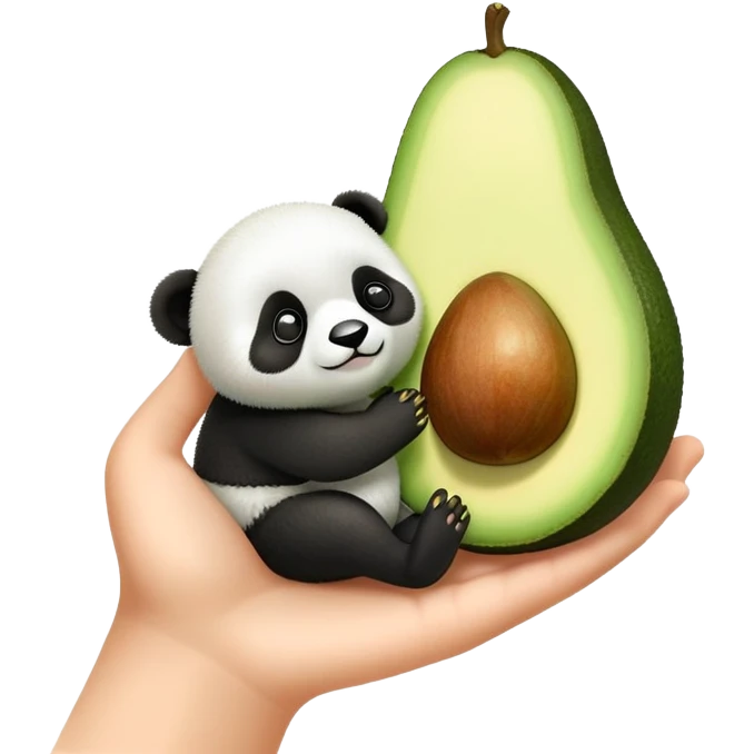 a tiny avocado held a very tiny panda emoji