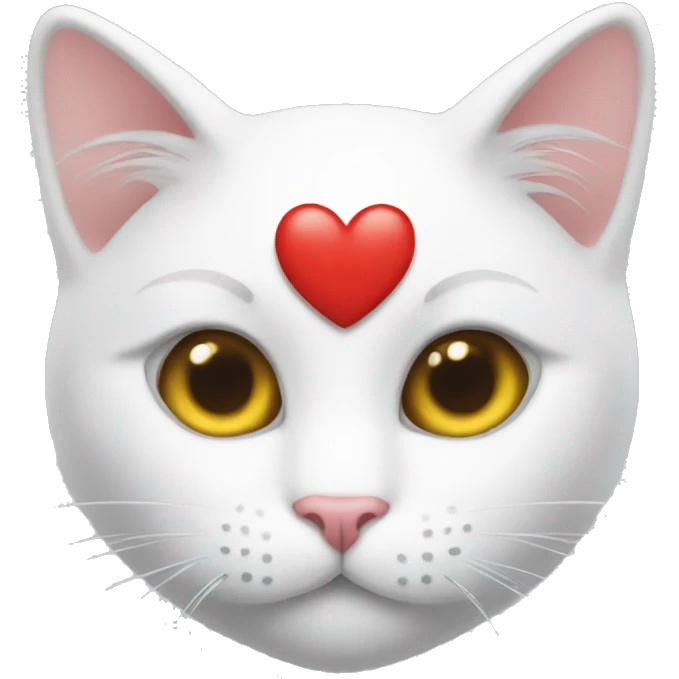 White cat and heart  emoji