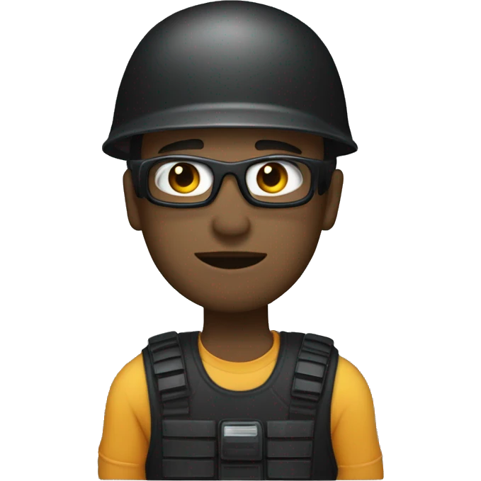 operator dressed in black with a milatary helmet, without glasses, wearing a headset, preferably north american male emoji