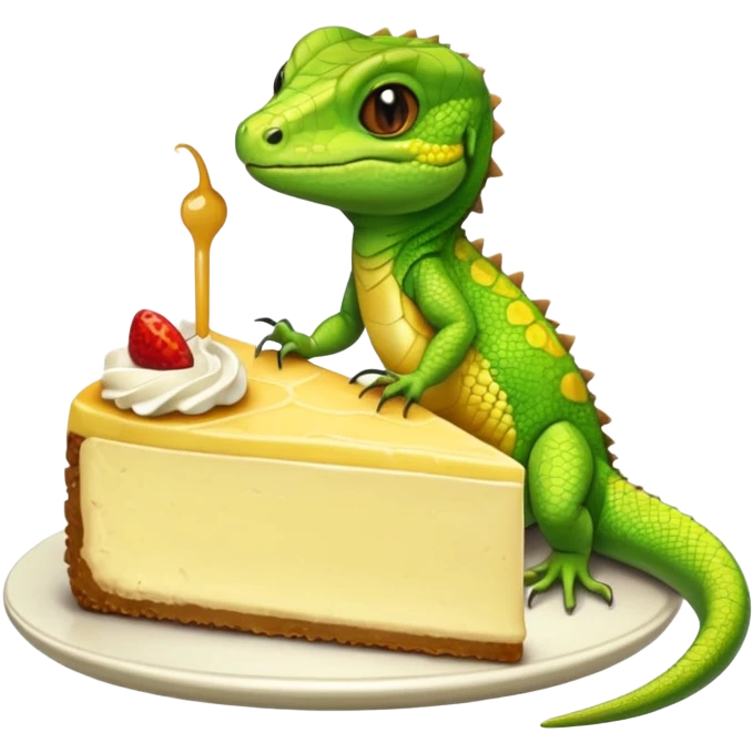 Lizard with cheese cake emoji