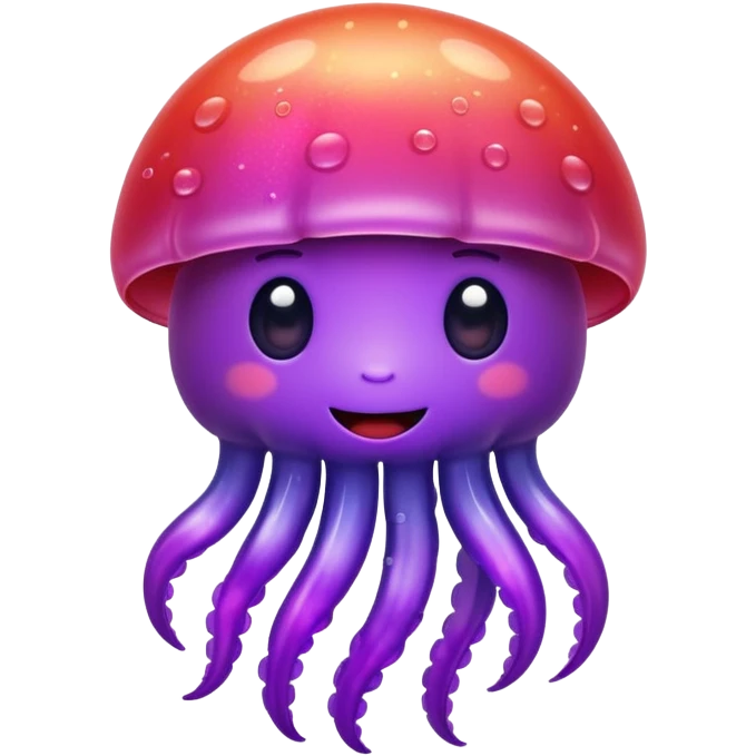 color gradient between red and purple glitter cute happy jellyfish emoji