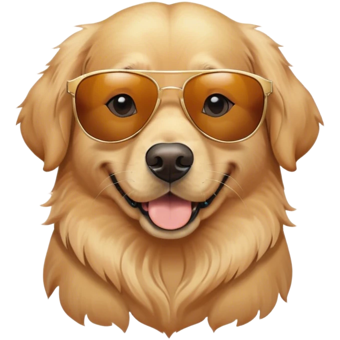 A golden retriever with subglasses emoji