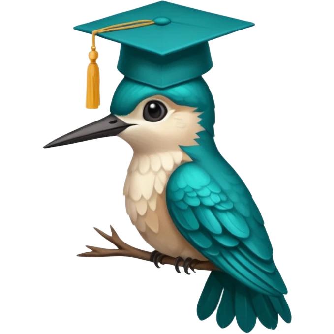 Un colibri con birrete de graduación y que el colibrí sea turquesa ...