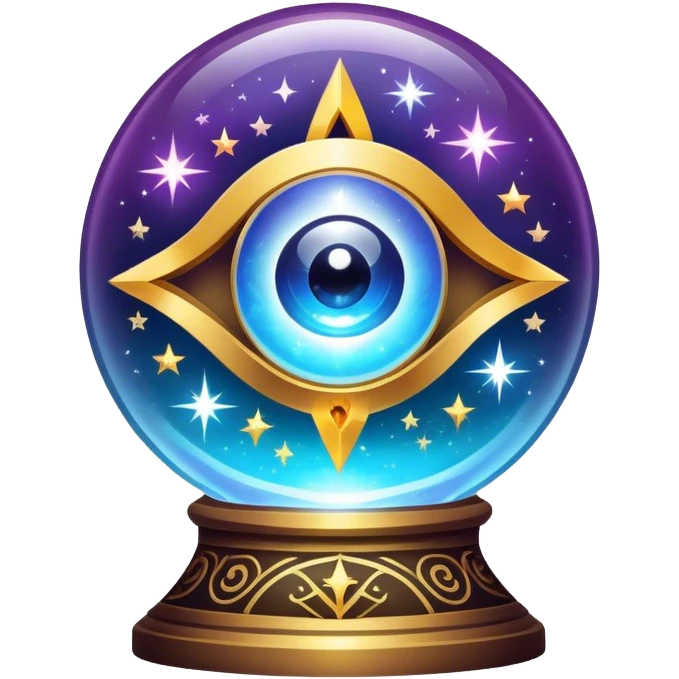 A vibrant, mystical icon symbolizing fortune telling and esotericism. Include elements like a crystal ball, tarot cards, stars, and mystical symbols with a glowing, ethereal feel. The design should be colorful, eye-catching, and evoke a sense of magic and mystery. emoji