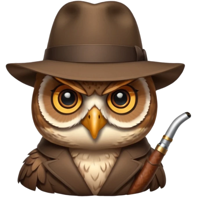 Owl smoking pipe with a fedora emoji