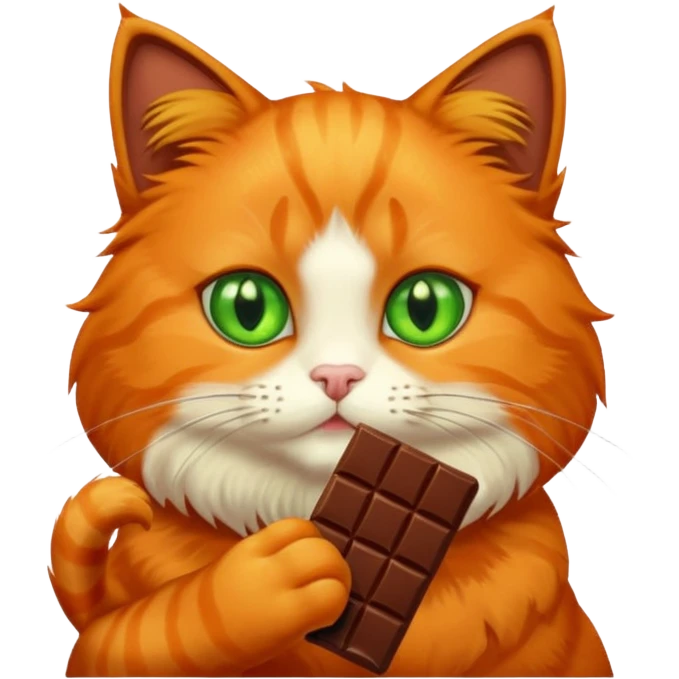 Orange cat eating chocolate emoji
