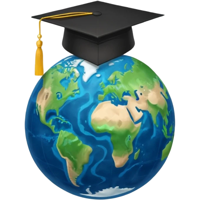 Earth with 🎓 emoji