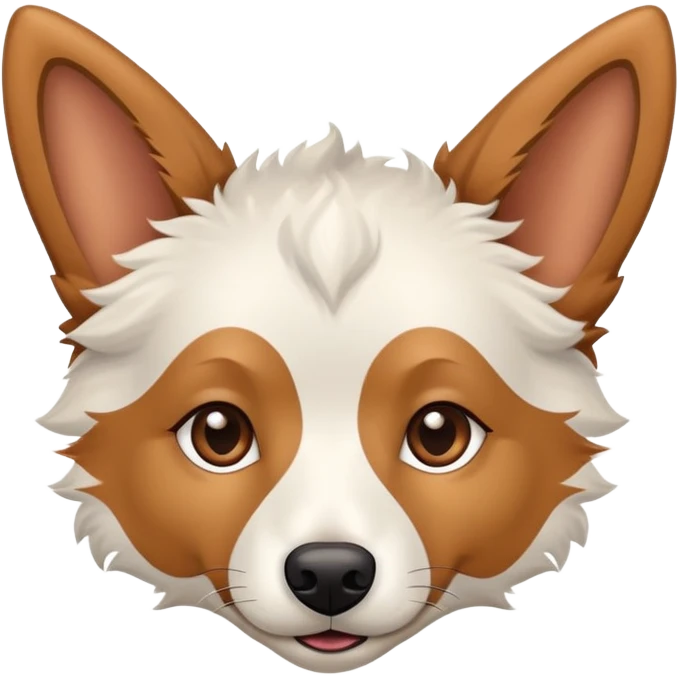 White with brown Mudi dog with pointy ears emoji