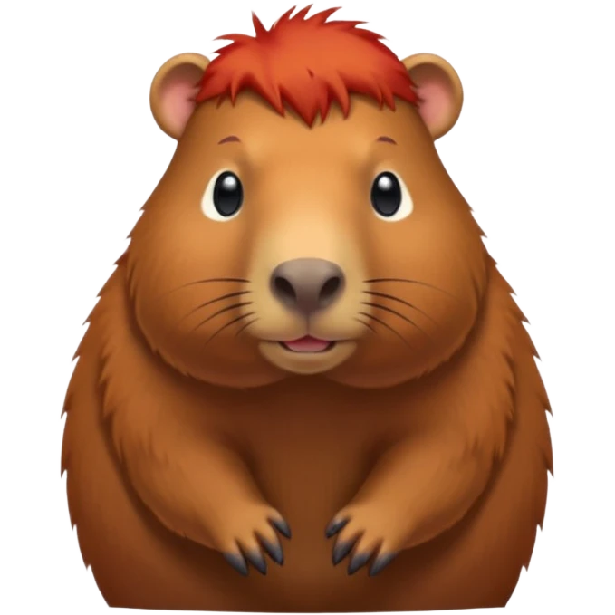 Capybara with red head hair, standing emoji