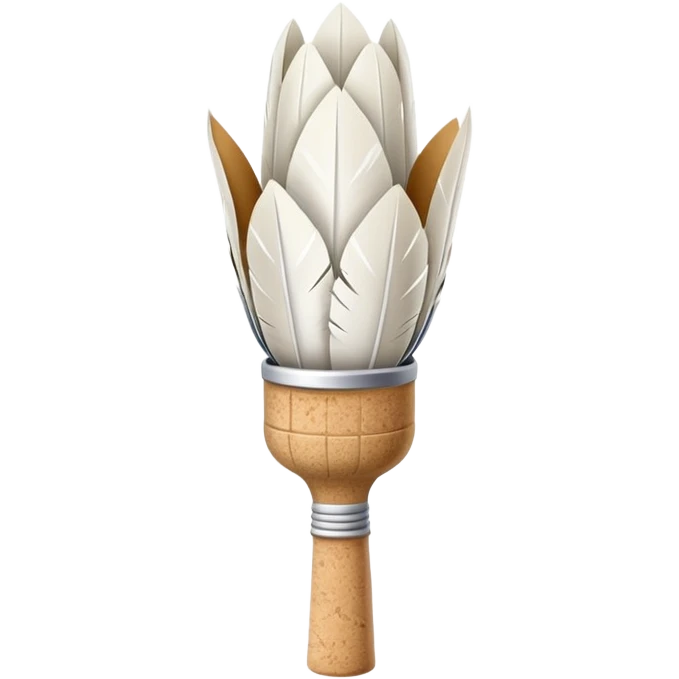 badminton shuttlecock with white feathers and cork base emoji