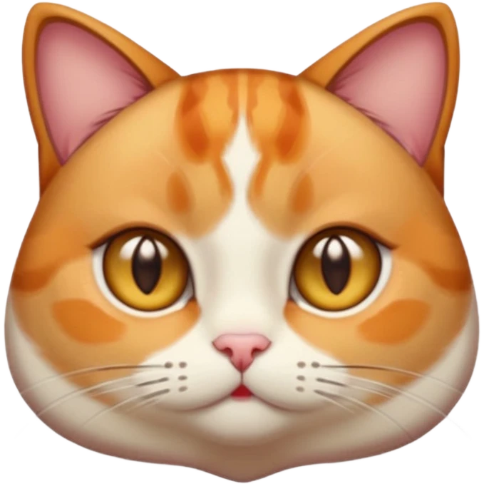 calico cat with cute slim face, small head, hazel eyes, and short but chubby body emoji