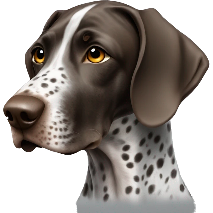German shorthaired pointer with a black spot around the right eye emoji