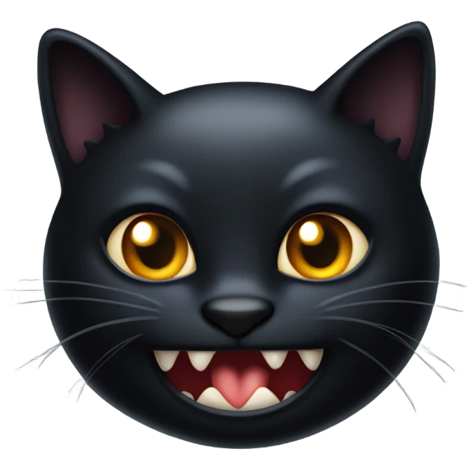  black cat with evil mischievous smile emoji