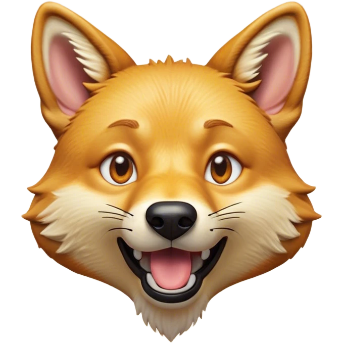 Cinematic Comical Dingo Portrait Emoji, Head tilted dramatically with an exaggeratedly amused expression, featuring a striking sandy fur with wide, expressive amber eyes full of playful disbelief, Simplified yet hilariously expressive features, highly detailed, glowing with a slightly sassy glow, high shine, dramatic yet playful, stylized with an air of cheeky outback mischief, bright and endearing, soft glowing outline, capturing the essence of a spirited and over‐the‐top dingo, so meme‐worthy it feels like it could bark its way into internet fame instantly! emoji