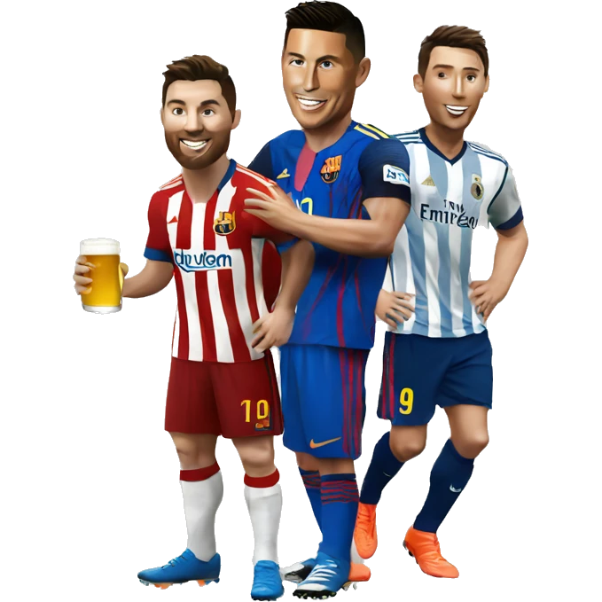 Ronaldo with a Messi and a beer emoji