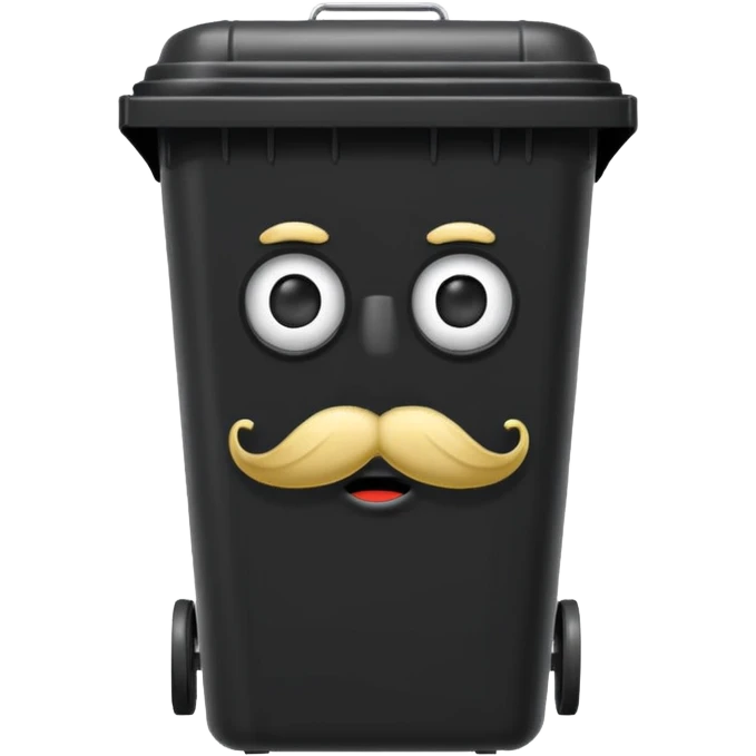 Wheelie bin with a moustache  emoji