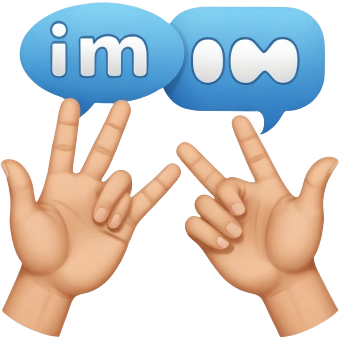 two hands forming a gesture in a speech bubble emoji