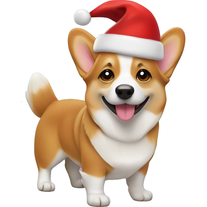 Corgi with a Christmas hat emoji