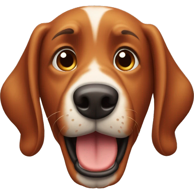 a big red/brown dog that’s goofy and has a head bump emoji