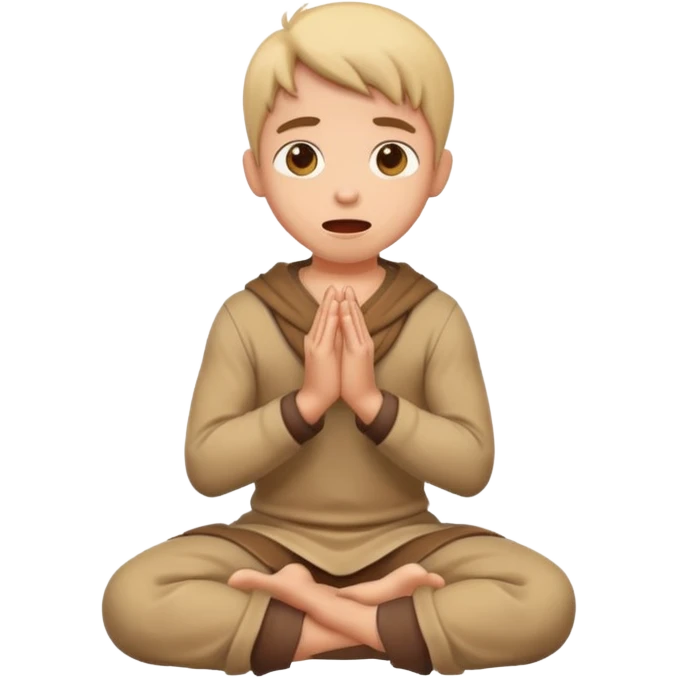 character kneeling and begging with expressive face emoji