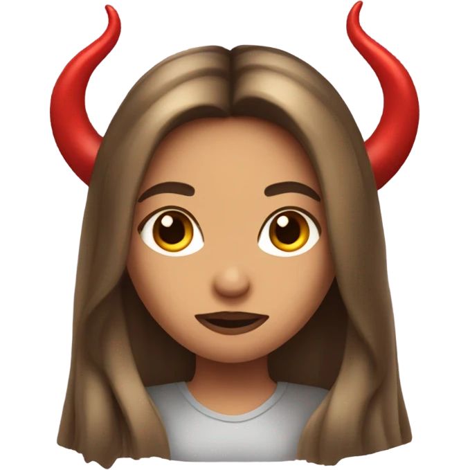 Girl with long baylage hair wearing devil horns emoji