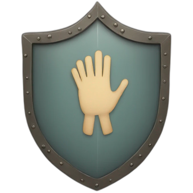 A hands holding a shield with a tick mark emoji