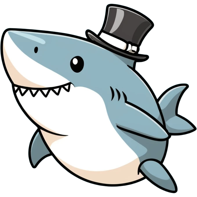 Shark with a top hat emoji