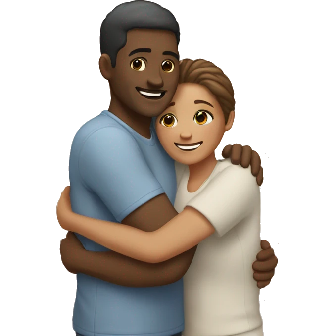 couple hug with warm smiles emoji