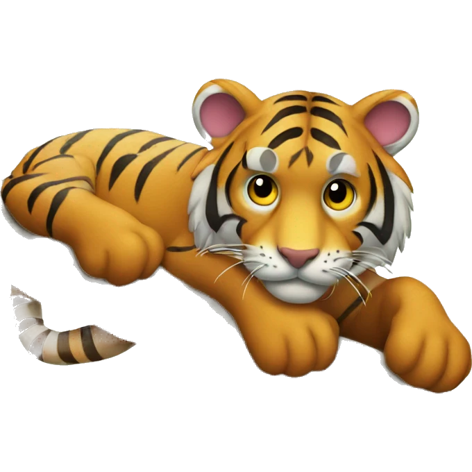 Tiger laying on a tree branch emoji
