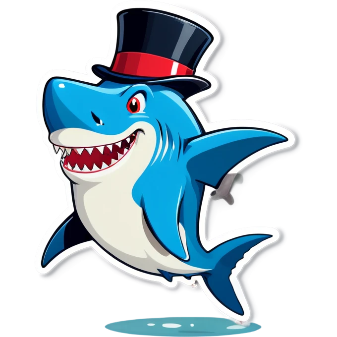 Shark with a top hat emoji