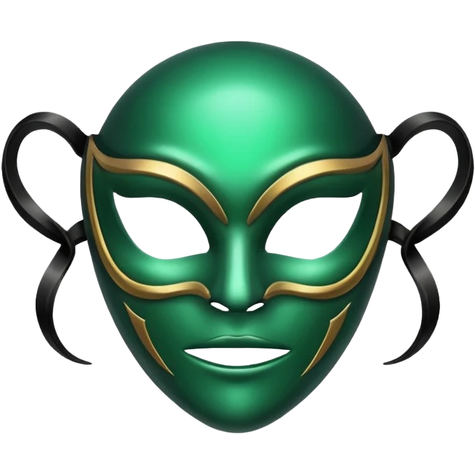 curved mask, poisonous, emerald emoji