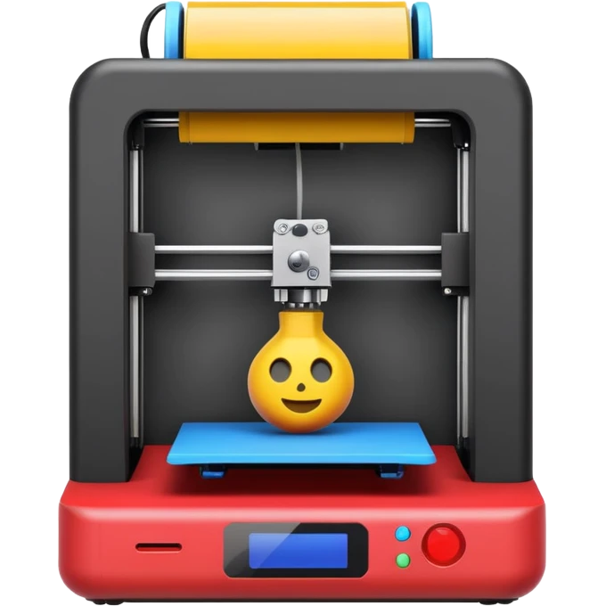 a 3d printer, bold colors facing forward,  emoji