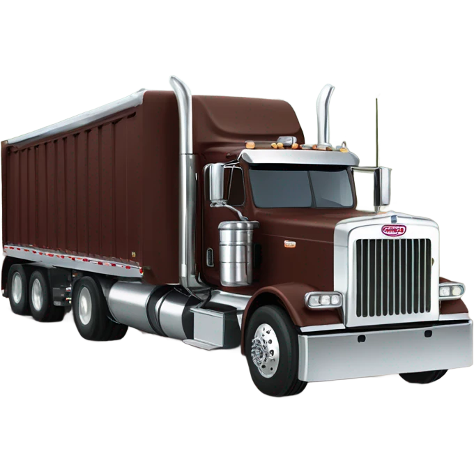 Peterbilt 389 brown cherry with flat top and slash cut exhaust stacks and dual rear tires and flat bumper emoji