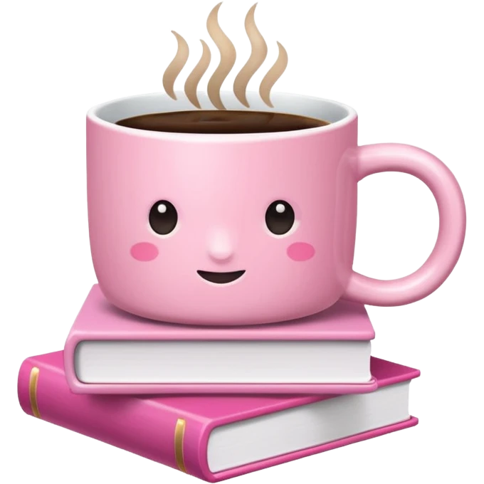 Pink Books and Cute Coffee  emoji