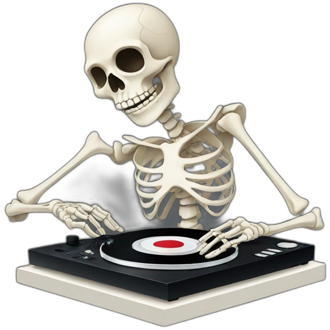 skeleton on turntables emoji