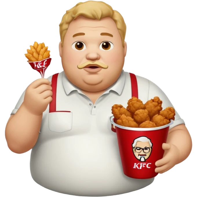 A fat guy eating kfc fried chiceb emoji