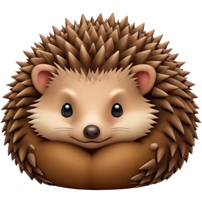 curled up hedgehog without face or limbs, apple emoji style, minimal details emoji