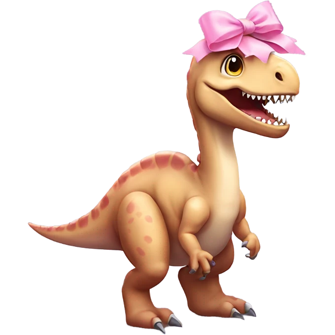 Dinosaur wearing a pink bow ￼ emoji