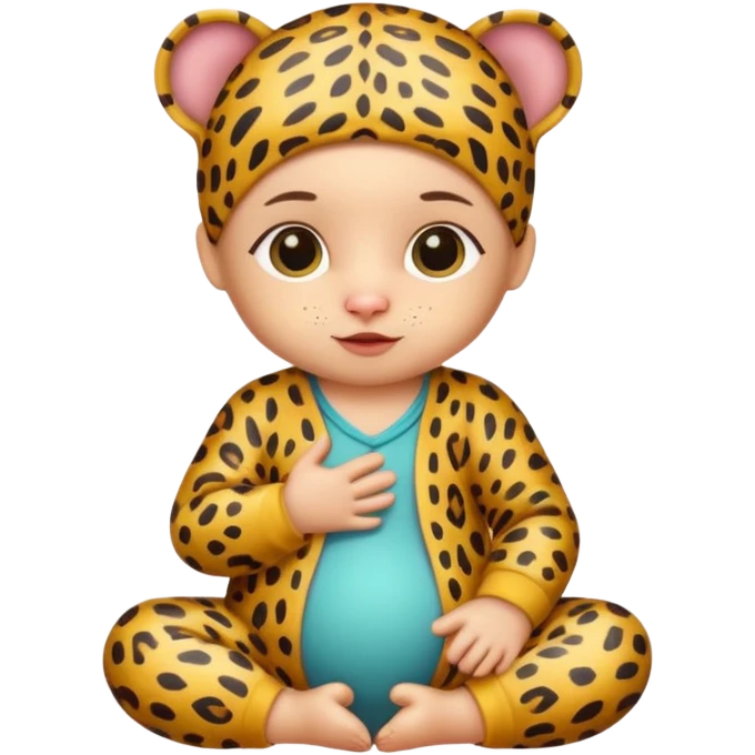 human baby with leopard patterned clothes emoji